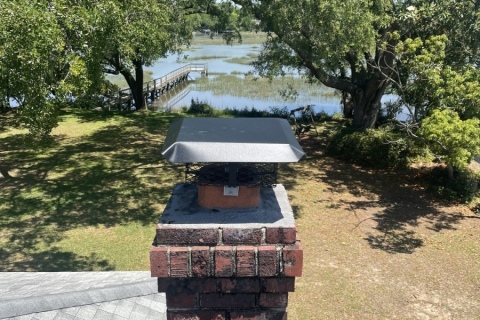 Chimney cap install for squirrel exclusion job on James Island, SC