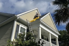 Sealing up a gable vent at a home in West Ashley, SC to keep bats out of the attic
